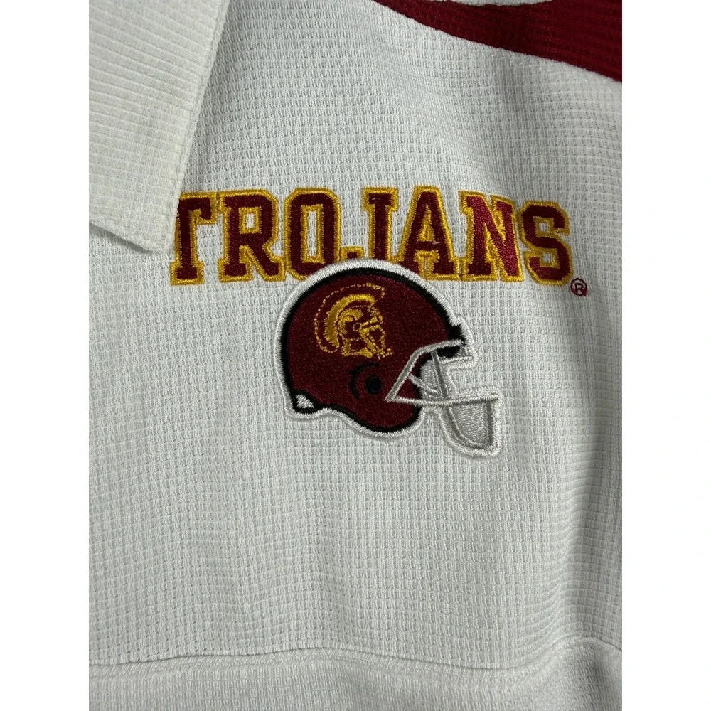 Vintage Nike Team Dri-Fit USC Trojans polo shirt Mens XL White Embroidered